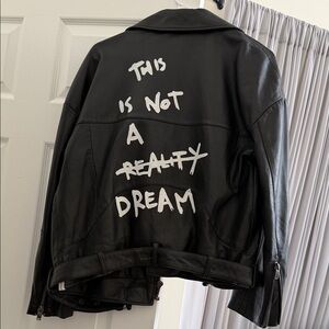 One X Teaspoon Black Graffiti Leather Jacket - "This Is Not A Reality Dream"